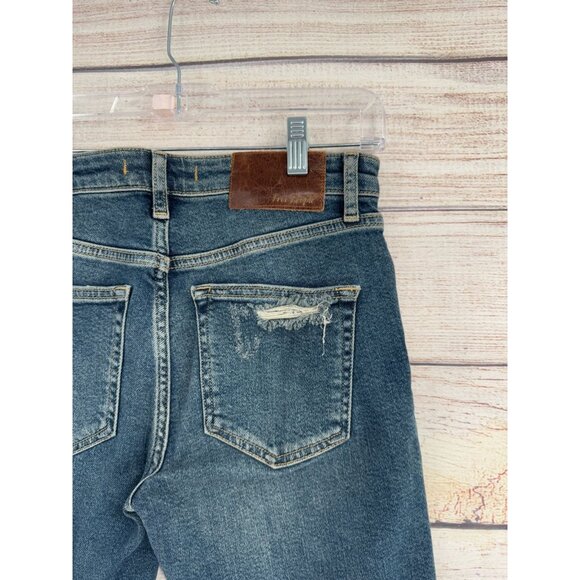 Free People Baby Bootcut Triangle Patch Jeans Women's Size 27 Blue Medium Wash - Picture 4 of 12